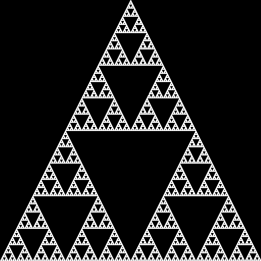 Sierpinski-triangeln animeras till T-square-fraktalen