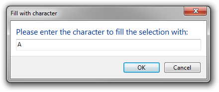 Screenshot of the dialog in character input mode.